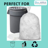 36" X 58" 55 Gal White LDPE Trash Can Liners 25 Mic