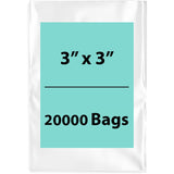 LDPE 2Mil Clear Poly Bags 3X3 inches 20000 Bags