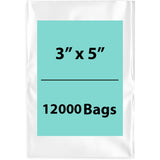 LDPE 2Mil Clear Poly Bags 3X5 inches 12000 Bags