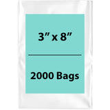 Clear Poly Bags 3Mil 3X8 Flat Open Top (LDPE)