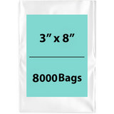 LDPE 2Mil Clear Poly Bags 3X8 inches 8000 Bags