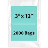 Clear Poly Bags 3 Mil 3 inch (width) X 12 inch (Height) Pack of 2000 Bags