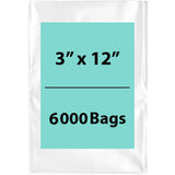 LDPE 2Mil Clear Poly Bags 3X12 inches 6000 Bags