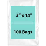 3X14 inches Clear Flat Poly Bags 3Mil Open Top (LDPE)