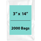 3X14 inches Clear Flat Poly Bags 3Mil Open Top (LDPE)