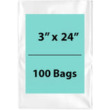 LDPE 3Mil Clear Poly Bags 3X24 inches 100 Bags