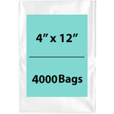 LDPE 3Mil Clear Poly Bags 4X12 inches 4000 Bags