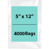 LDPE 3Mil Clear Poly Bags 5X12 inches 4000 Bags