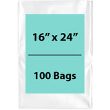 Clear Poly Bags 3Mil 16X24 Flat Open Top (LDPE)