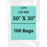 30" X 30" 1.25 Mil Std Linear LDPE Clear Flat Poly Bags