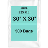 30" X 30" 1.25 Mil Std Linear LDPE Clear Flat Poly Bags