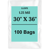 30" X 36" 1.25 Mil Std Linear LDPE Clear Flat Poly Bags