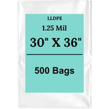 30" X 36" 1.25 Mil Std Linear LDPE Clear Flat Poly Bags