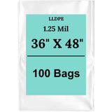 36" X 48" 1.25 Mil Std Linear LDPE Clear Flat Poly Bags