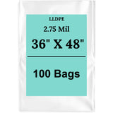 36" X 48" 2.75 Mil Extra Heavy Duty Linear LDPE Clear Flat Poly Bags