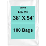 38" X 54" 1.25 Mil Std Linear LDPE Clear Flat Poly Bags
