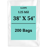 38" X 54" 1.25 Mil Std Linear LDPE Clear Flat Poly Bags