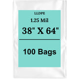 36" X 60" 1.25 Mil Std Linear LDPE Clear Flat Poly Bags