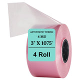 3" X 1075' 4 Mil Pink Anti-Static Poly Tubing Roll