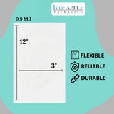 3" X 12" 0.9 Mil Clear Linear LDPE Flat Bags