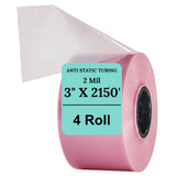 3" X 2150' 2 Mil Pink Anti-Static Poly Tubing Roll