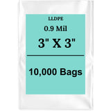 3" X 3" 0.9 Mil Clear Linear LDPE Flat Bags
