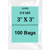 3" X 3" 0.9 Mil Clear Linear LDPE Flat Bags