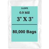 3" X 3" 0.9 Mil Clear Linear LDPE Flat Bags
