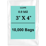 3" X 4" 0.9 Mil Clear Linear LDPE Flat Bags