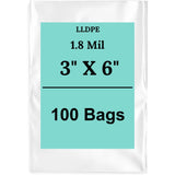 3" X 6" 1.8 Mil Std Linear LDPE Clear Flat Poly Bags