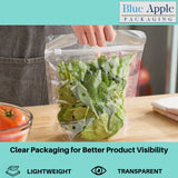 Bottom gusset clear produce pouch for grocery and farmers market packaging