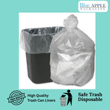 36" X 58" 55 Gal White LDPE Trash Can Liners 25 Mic
