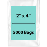 Clear Poly Bags 4 Mil size: 2 inch (width) X 4 inch (Height) Pack of 5000 Bags