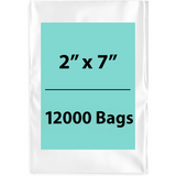 LDPE 4Mil Clear Poly Bags 2X7 inches 12000 Bags