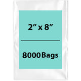 LDPE 4Mil Clear Poly Bags 2X8 inches 8000 Bags