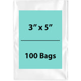 Clear Poly Bags 4 Mil size: 3 inch (width) X 5 inch (Height) Pack of 100 Bags