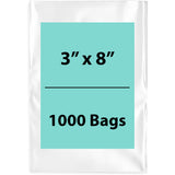 Clear Poly Bags 4 Mil Size: 3 inch (width) X 8 inch (Height) Pack 1000 Bags