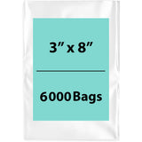 LDPE 4Mil Clear Poly Bags 3X8 inches 6000 Bags