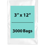 LDPE 4Mil Clear Poly Bags 3X12 inches 3000 Bags