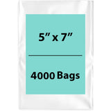 LDPE 4Mil Clear Poly Bags 5X7 inches 4000 Bags 