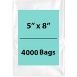 LDPE 4Mil Clear Poly Bags 5X8 inches 4000 Bags