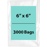 LDPE 4Mil Clear Poly Bags 6X6 inches 3000 Bags