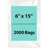 LDPE 4Mil Clear Poly Bags 6X15 inches 2000 Bags