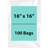 Clear Poly Bags 4Mil 16X16 Flat Open Top (LDPE)