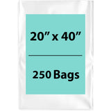 20X40 inches Clear Flat Poly Bags 4Mil Open Top (LDPE)