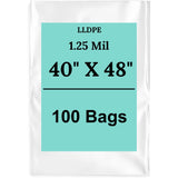 40" X 48" 1.25 Mil Std Linear LDPE Clear Flat Poly Bags