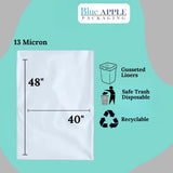 40" X 48" 40-45 Gal Natural HDPE Star Seal Trash Can Liners 13 Mic