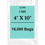 4" X 10" 1 Mil Std Linear LDPE Clear Flat Bags