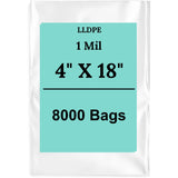 4" X 18" 1 Mil Std Linear LDPE Clear Flat Bags