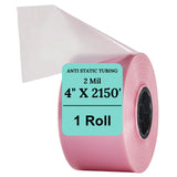 4" X 2150' 2 Mil Pink Anti-Static Poly Tubing Roll